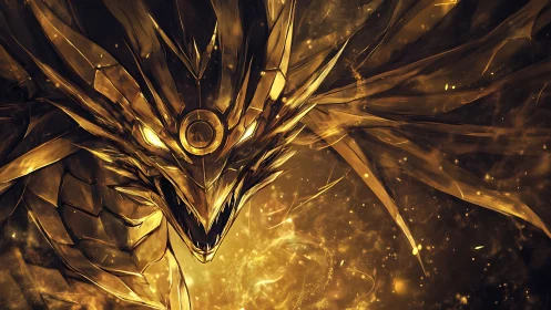 Gleaming Golden Dragon Awakening in a Swirl of Starlight.