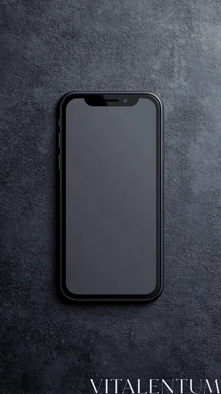 Modern smartphone on textured concrete surface.