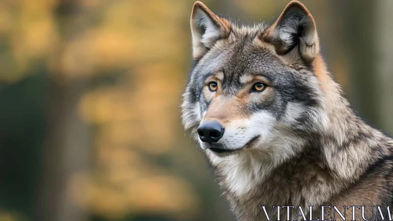 Autumn light braids through the watchful gaze of a wolf