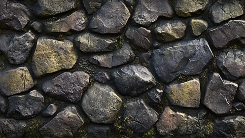 Rough stone wall texture with irregular weathered rocks.