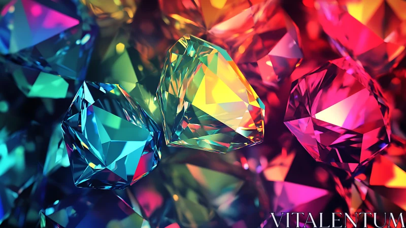 Spectral refraction across clustered faceted gems under saturated light