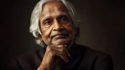 Soft lamplight cradles a thoughtful elder in quiet wonder