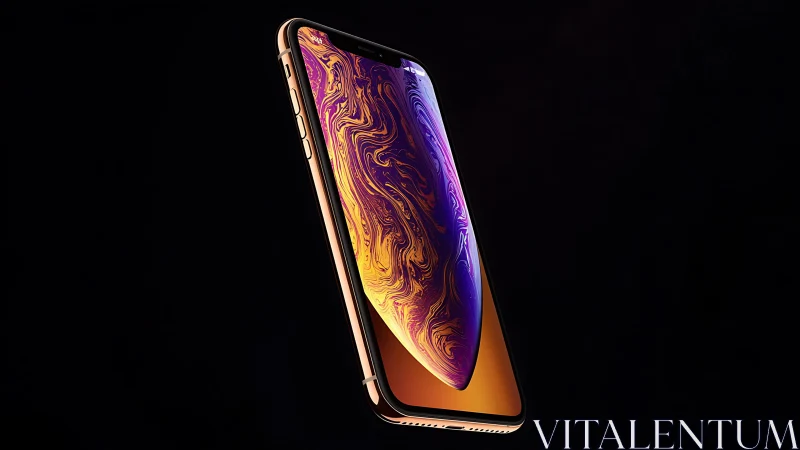 Edge-lit smartphone in three-quarter view isolates against black