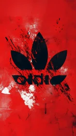 Grunge black trefoil logo inverted on distressed red field