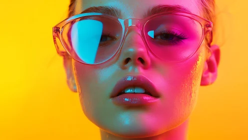 Neon drenched portrait celebrates bold futuristic eyewear
