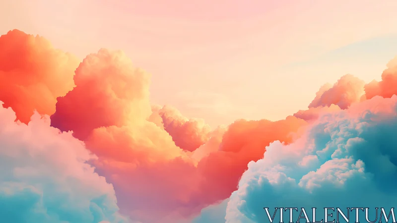 Chromatic volumetric cloudscape with gradient atmospheric light.