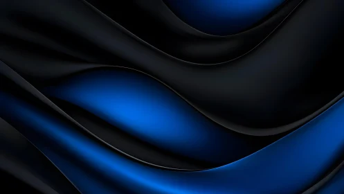Elegant flowing abstract waves in black and blue gradient style.