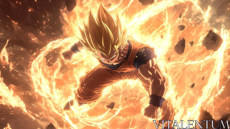 Dynamic anime energy surge with radial explosive halo composition.