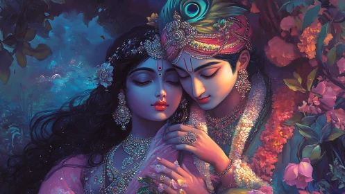 Divine Lovers in Luminous Garden Paradise.
