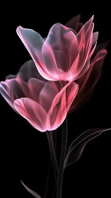 Luminous pink tulips glow softly like delicate glass petals