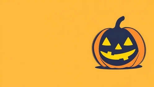 Smiling jack-o-lantern graphic on bold orange backdrop.