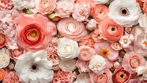 Pink and White Floral Arrangement with Ranunculus