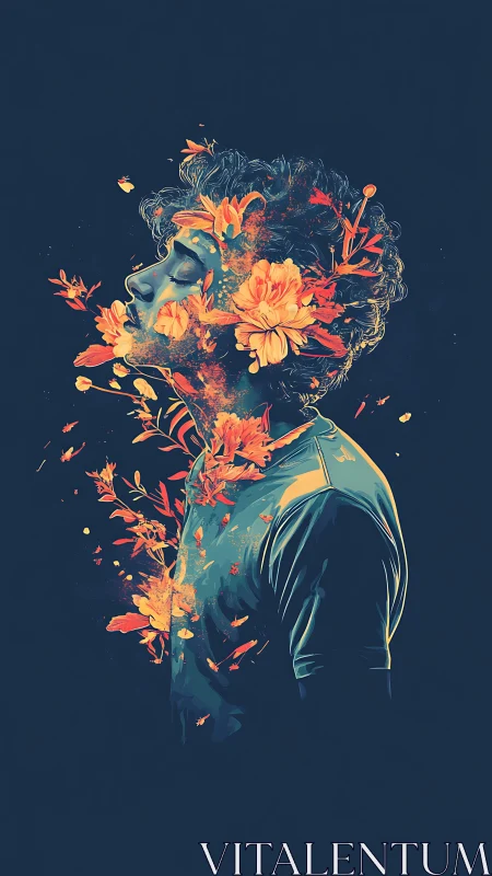 Dreamer in bloom with glowing flowers and drifting petals.