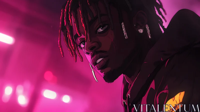 Neon night portrait of a cool dreamer in electric pink glow.