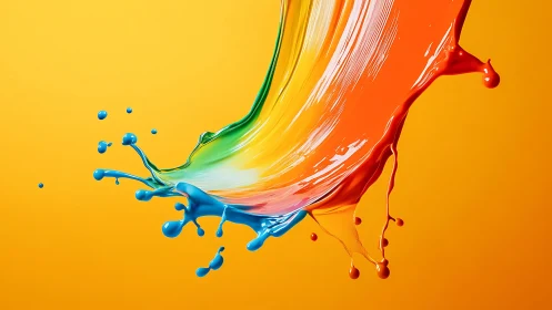Chromatic fluid arc with high-gloss splash dynamics on yellow.