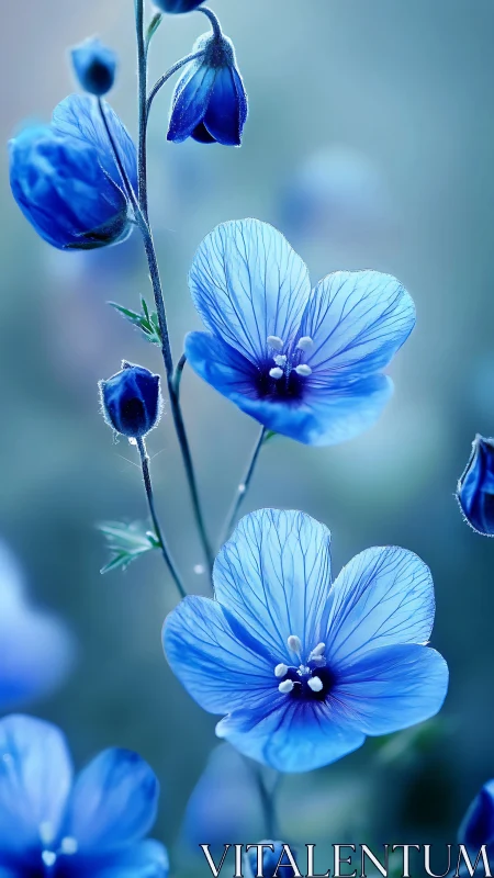 Blue flowering plant with drooping buds and open petals