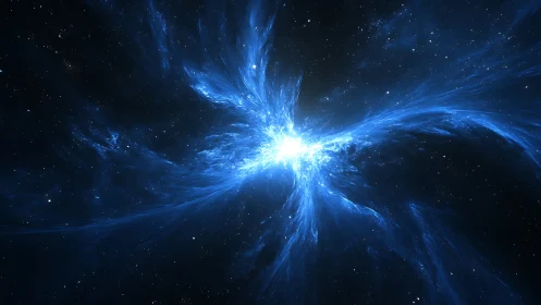 Starlit blue nebula eruption tearing open the silent cosmos.