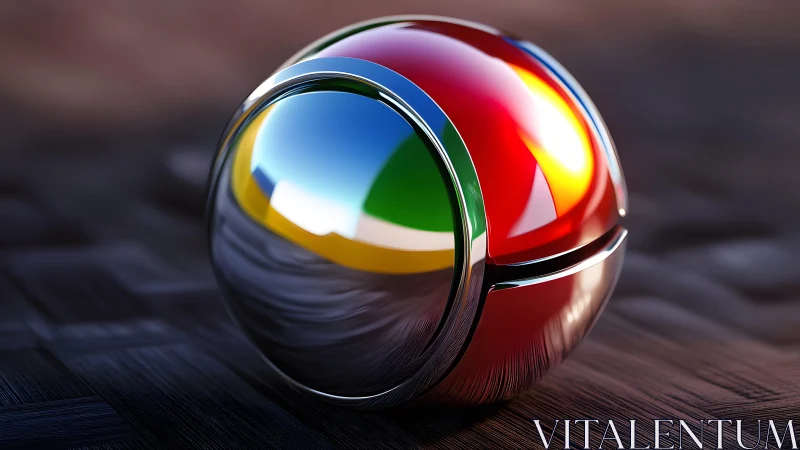 Chrome sphere with segmented glossy primary color panels.