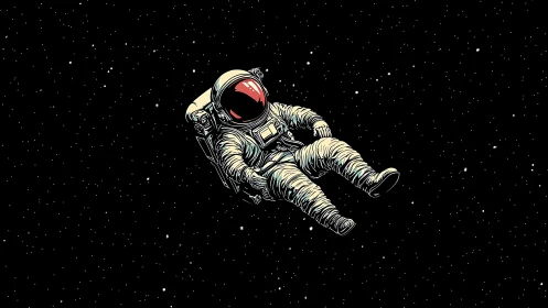 Drifting astronaut dreaming quietly in a star-dusted sky.