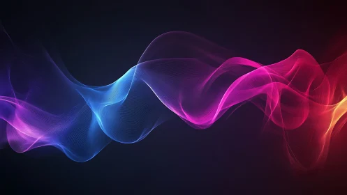 Luminous soundwave ribbons drift through a cosmic twilight.