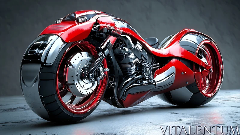 Futuristic red concept motorcycle rendered with high detail