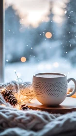 Snow-dusted morning cocoa cradled in soft-knit warmth.