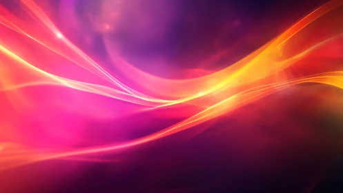 Vibrant pink and orange light waves on dark background.