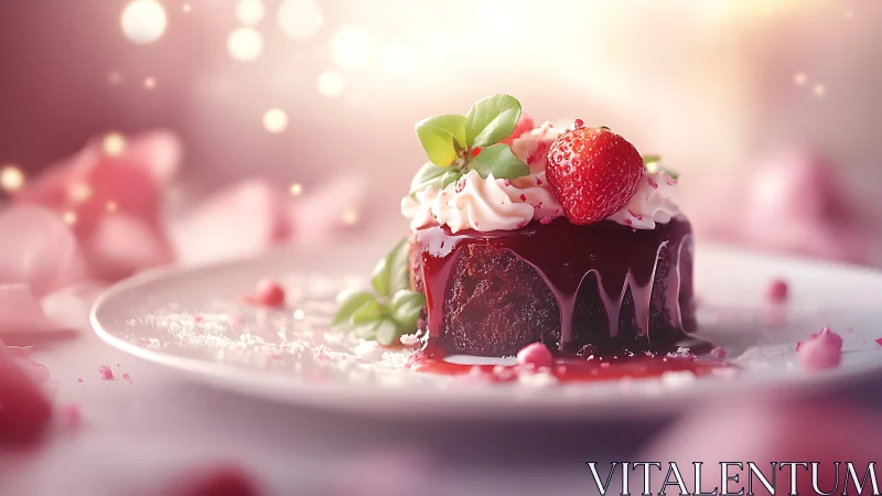 Elegant Chocolate Dessert with Fresh Strawberry