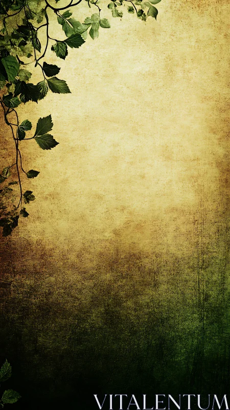 Vertical textured gradient background with side foliage border