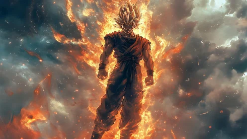 Solar storm warrior strides from the blaze-choked heavens