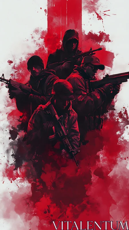 Crimson squadron emerges from smoke and crossfire haze.