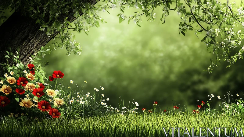 Sunlit wildflowers lean into a dreamy green garden hush