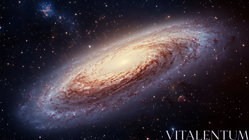 Gentle spiral galaxy glowing softly in the quiet night sky.