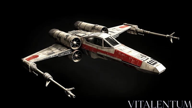 Iconic starfighter glides forward with battle ready poise