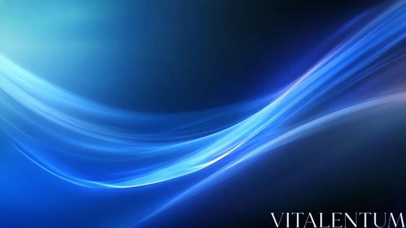 Luminous blue light waves flow across a deep digital void