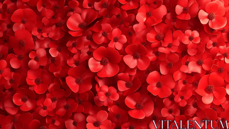 Densely Layered Red Flowers Fill Frame Completely