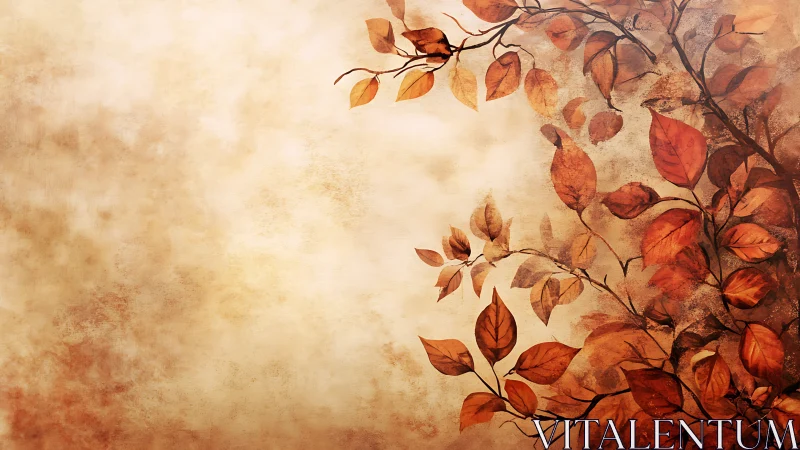 Warm autumn branches curl across a softly textured backdrop