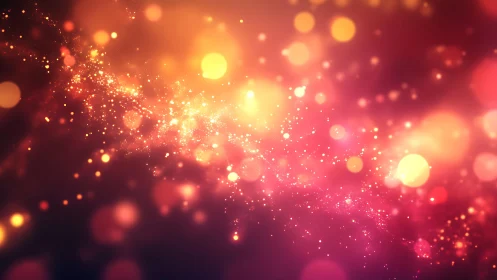Vibrant Abstract Bokeh Light Burst in Warm Tones Digital Art.