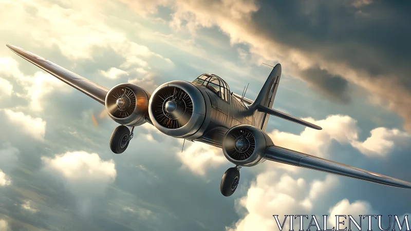 Twin‑engine sky veteran glides through molten evening clouds