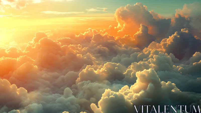 Sunrise symphony over cotton kingdoms in the sky.