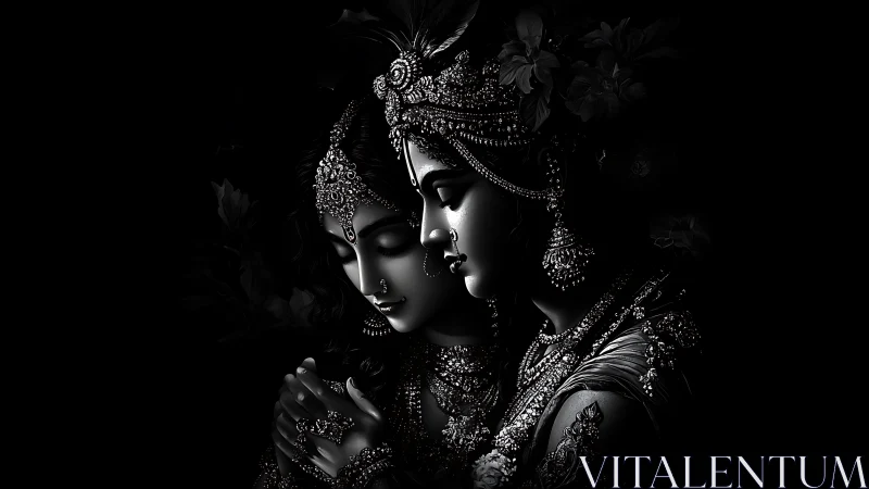 Divine couple glows in monochrome light and sacred stillness