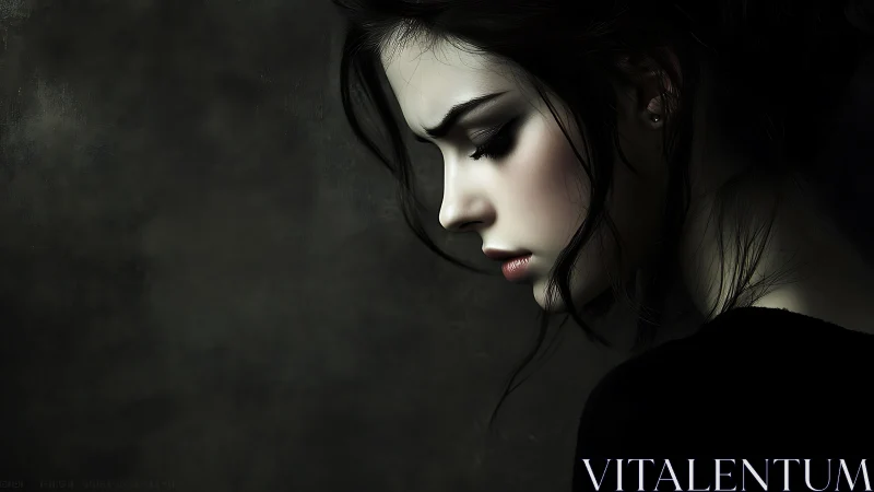 Midnight thoughts carve porcelain silence along her profile