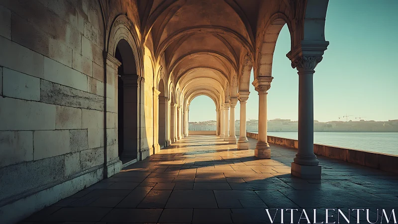Sunlit waterside arches inviting a slow, thoughtful wander.
