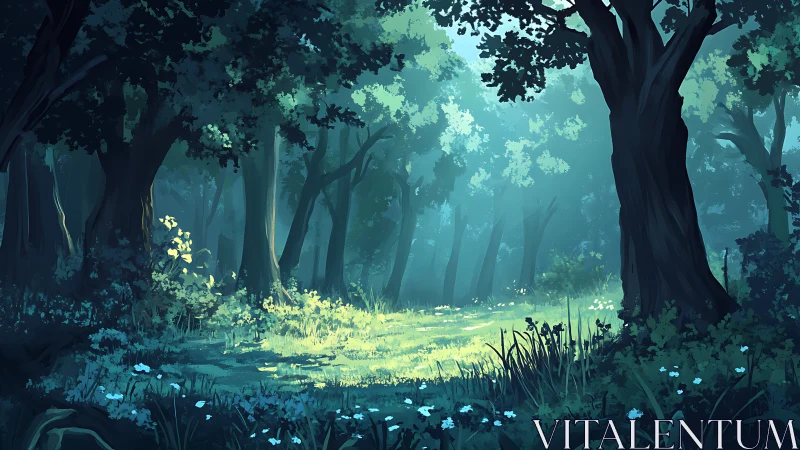Enchanted Forest Clearing: A Serene Haven Among Ancient Trees.