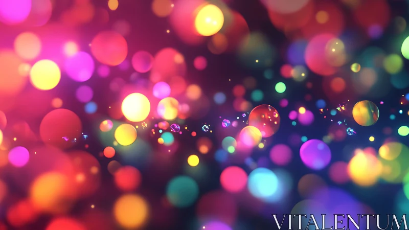 Multicolored bokeh circles float over dark gradient background