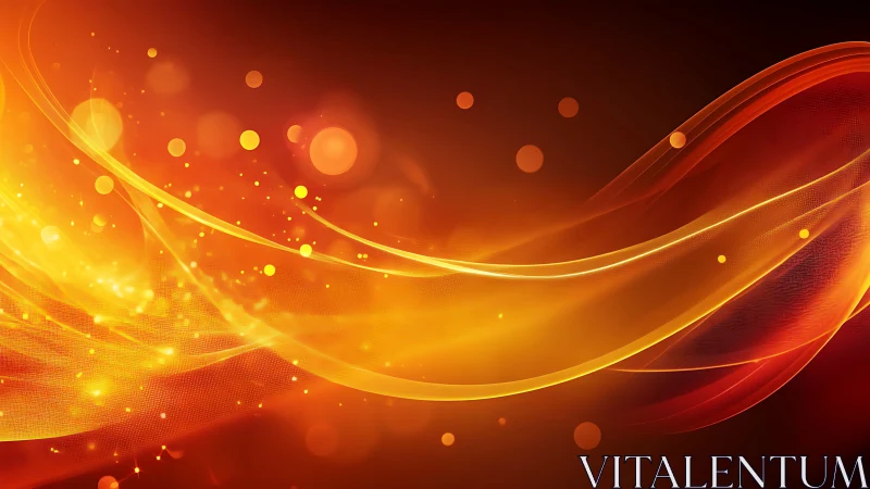 Flowing Fire Waves with Glowing Particles and Bokeh Light