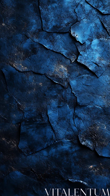 Textured cobalt stone plates in vertical abstract arrangement.