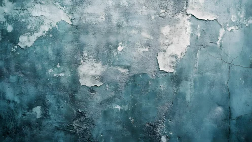 Weathered blue concrete wall with peeling paint, textured grunge style.