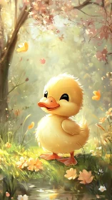 Backlit duckling rendered in soft-edge digital painting light