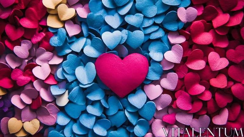 Vibrant Heart Among Colorful Hearts in Romantic Display